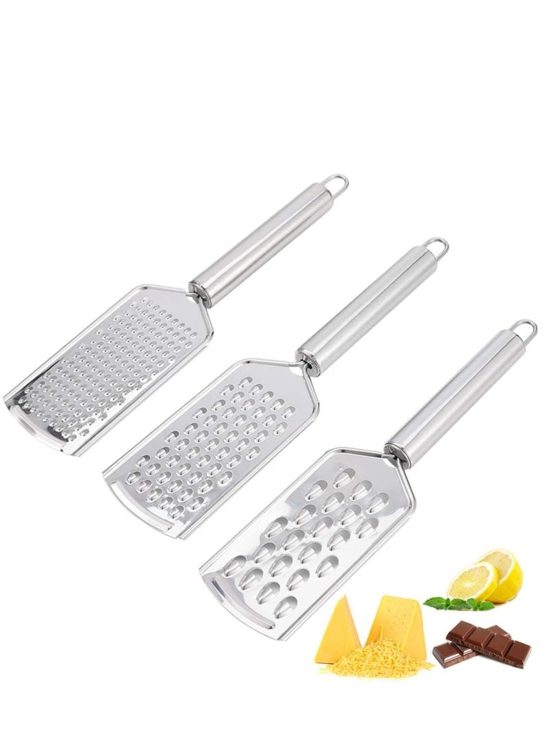 Mmmon 3Pcs Zester Grater,Stainless Steel Cheese Grater,Slicer,Grater Made of Stainless Steel,Lemon Grater, Dishwasher Safe for Grating Lemons,Oranges,Cheese,Chocolate,Nuts  - Image 1
