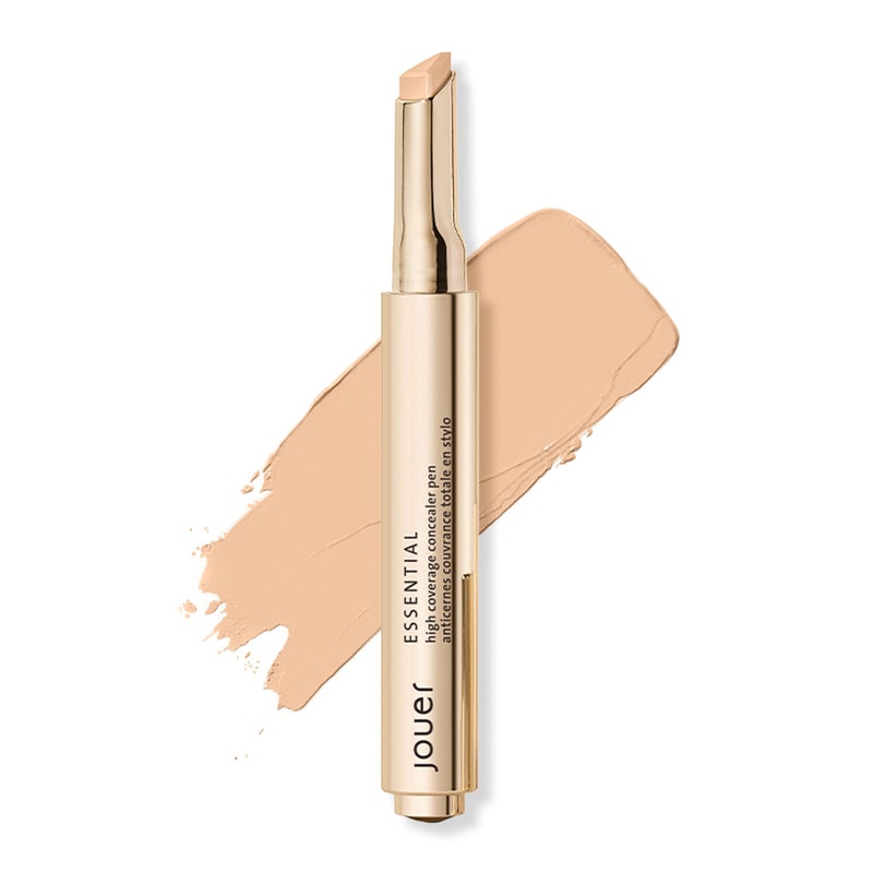 Jouer Essential High Coverage Concealer Pen  Under Eye Concealer for Dark Circles  Brightening Makeup for Eye Circles  Color Corrector Eye Primer with Hyaluronic Acid and Vitamin E
