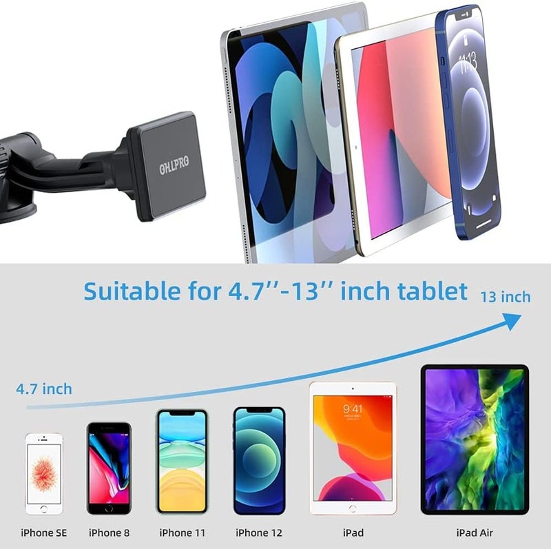 OHLPRO Magnetic Phone Tablet Holder for Car Windshield - Super Strong Magnet Dashboard Mount for 4"-10" Tablets and Phones - Image 4