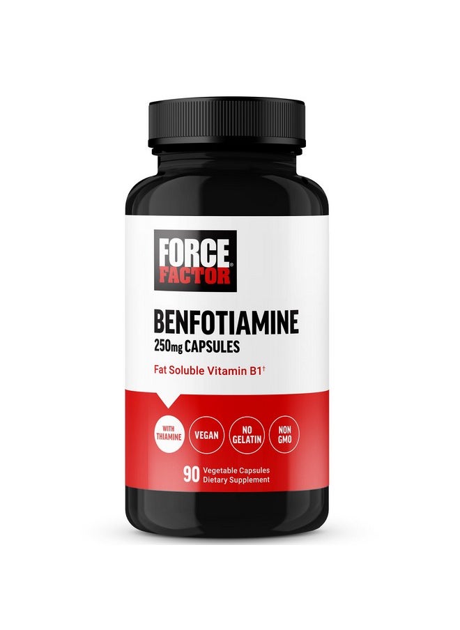 Force Factor FORCE FACTOR Benfotiamine Plus Thiamine Supplement, Fat Soluble Vitamin B1 for High Absorption, Non-GMO, Vegan, 90 Vegetable Capsules  - Image 1