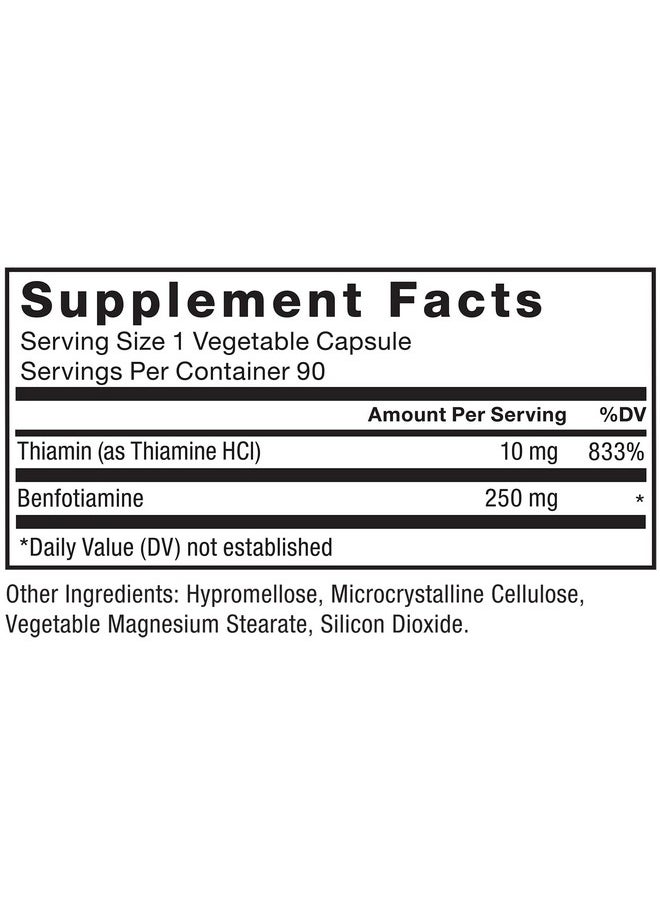 Force Factor FORCE FACTOR Benfotiamine Plus Thiamine Supplement, Fat Soluble Vitamin B1 for High Absorption, Non-GMO, Vegan, 90 Vegetable Capsules  - Image 3