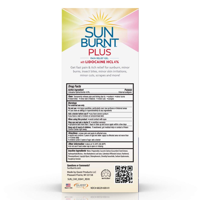 Sunburnt Plus After-Sun Gel with Lidocaine, 4 Ounce - Image 2