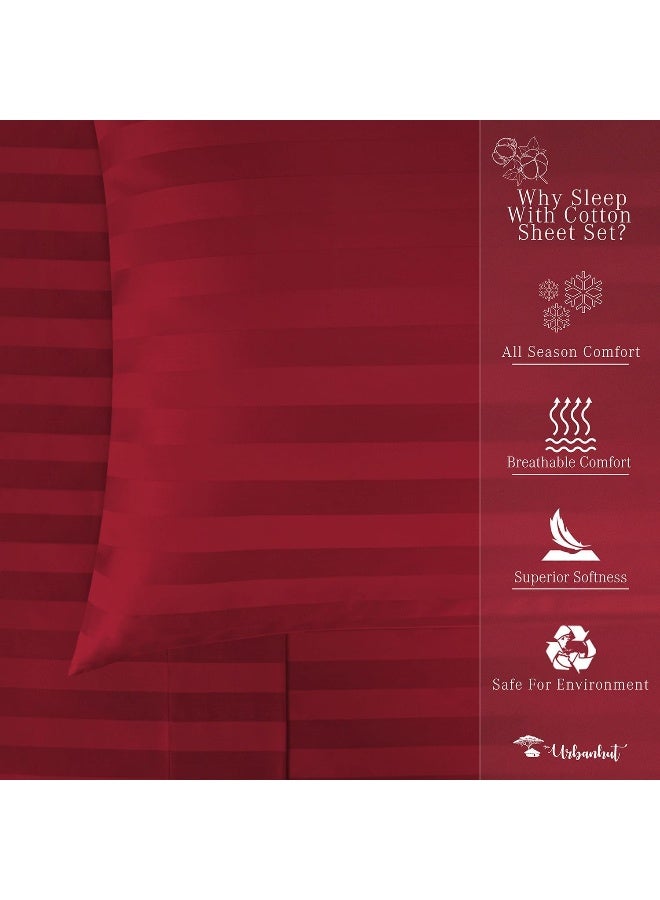 URBANHUT 1000 Thread Count Damask Striped Queen Bed Sheets Egyptian Cotton Sheet Set