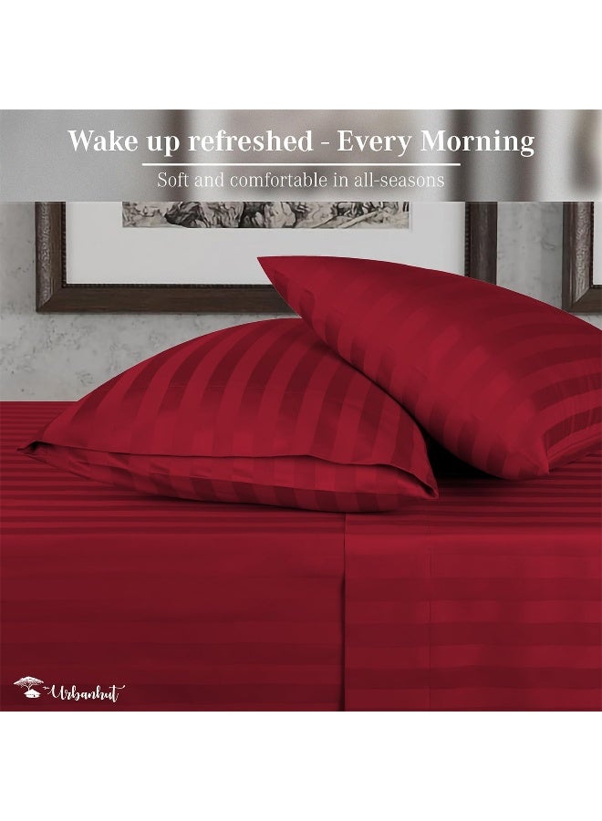 URBANHUT 1000 Thread Count Damask Striped Queen Bed Sheets Egyptian Cotton Sheet Set