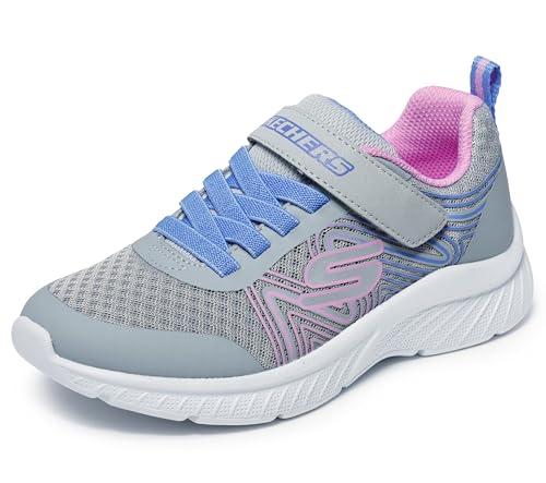 Skechers Microspec Plus-Swirl Sweet Sneaker, Gray/Multi, 13 US Unisex Little Kid - Image 1