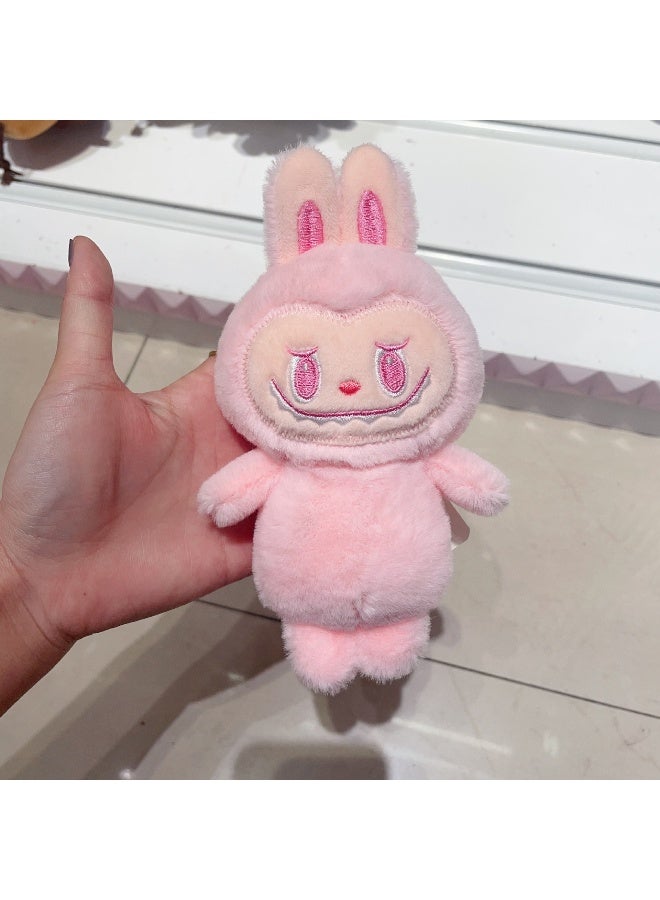 New Labubu Plush Toy Keychain Charm Gift Frown rag light pink 