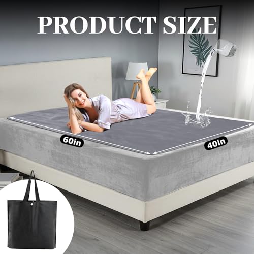 Tisancy Waterproof Bed Blanket Throw Size S 40 x 60 Dark Light Gray 3Layer Flannel with Storage Bag Mattress Protector Lightweight SpillResistant - Image 3