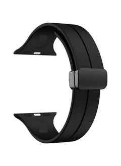 Active Appeal For Apple Watch Series Nike+ Sports Edition 44/45mm D-Shape Magnetic Clasp Silicone Replacement Sport Wristband Band - Black