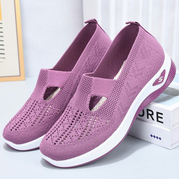 Breathable Knit Womens Slip-On Shoes Summer Taro purple  - Image 3