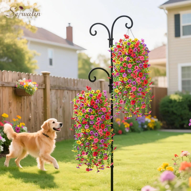 Serwalin Artificial Hanging Flowers for Outdoors, 4PCS UV Resistant Fake Hanging Plants with 101 Blooms, Realistic Weatherproof Outdoor Decor for Patio, Porch, Garden & Window (Summer Colors) - Image 5