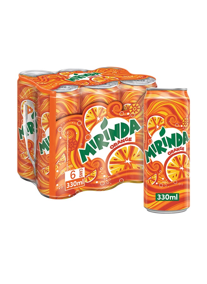 Mirinda Orange Carbonated Soft Drink Can 6 x 330ml  - Image 1