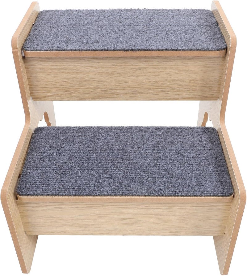 Abaodam Wooden Dog Stairs Non-Slip 2-Step Pet Ladder Portable Puppy Ramp for Small Dogs and Cats Indoor Sofa Bed Accessory - Image 1