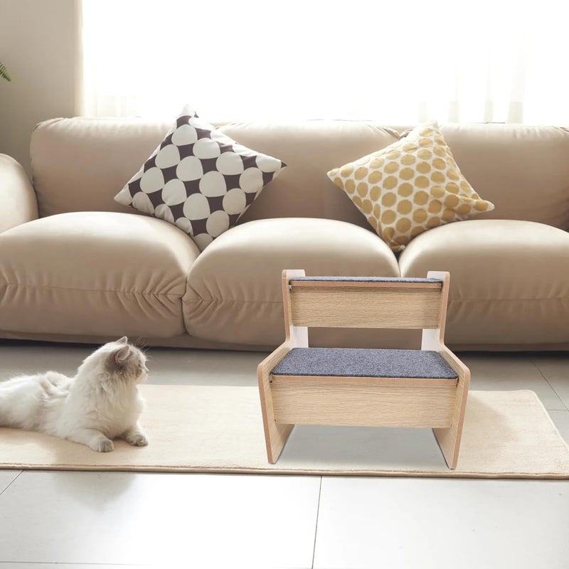 Abaodam Wooden Dog Stairs Non-Slip 2-Step Pet Ladder Portable Puppy Ramp for Small Dogs and Cats Indoor Sofa Bed Accessory - Image 4