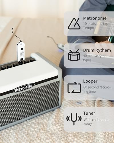 MOOER SD30i Practice Guitar Amp Portable Smart Amplifier, Bluetooth 30W Stereo Sound, 5Hrs Bettary Life, with 101 Effects, 80s Looper and 40 Drummer for Electric Guitar - Image 3