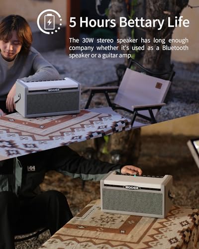 MOOER SD30i Practice Guitar Amp Portable Smart Amplifier, Bluetooth 30W Stereo Sound, 5Hrs Bettary Life, with 101 Effects, 80s Looper and 40 Drummer for Electric Guitar - Image 4