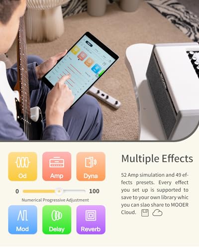 MOOER SD30i Practice Guitar Amp Portable Smart Amplifier, Bluetooth 30W Stereo Sound, 5Hrs Bettary Life, with 101 Effects, 80s Looper and 40 Drummer for Electric Guitar - Image 2