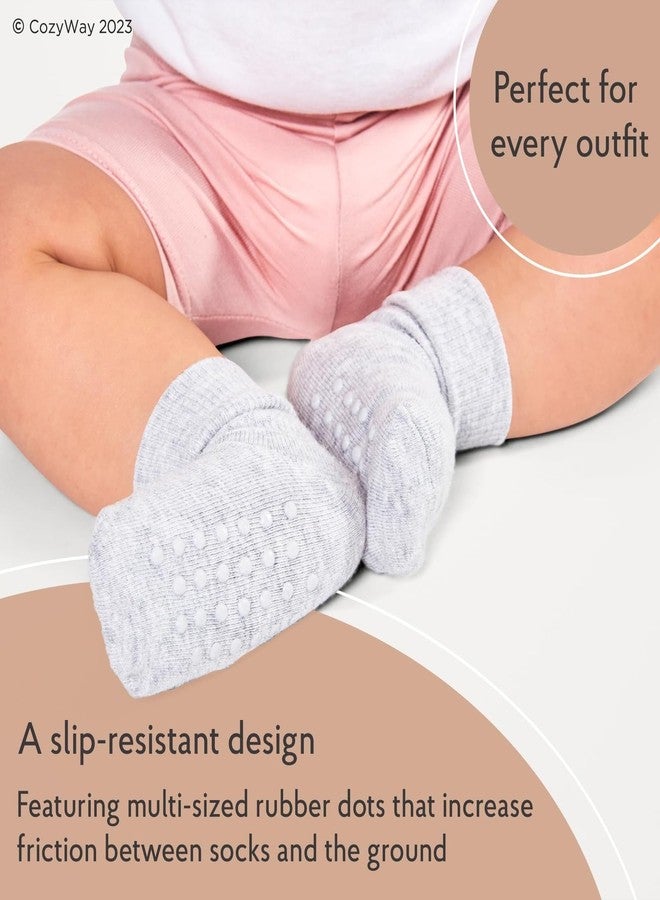 CozyWay Toddler Girls Non Slip Cotton Crew Socks Anti Skid With Grips 12 Pairs for Kids Children Boys 3-5 Years - Image 3