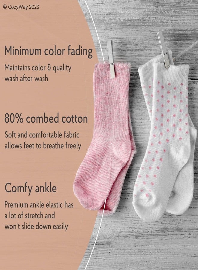 CozyWay Toddler Girls Non Slip Cotton Crew Socks Anti Skid With Grips 12 Pairs for Kids Children Boys 3-5 Years - Image 2