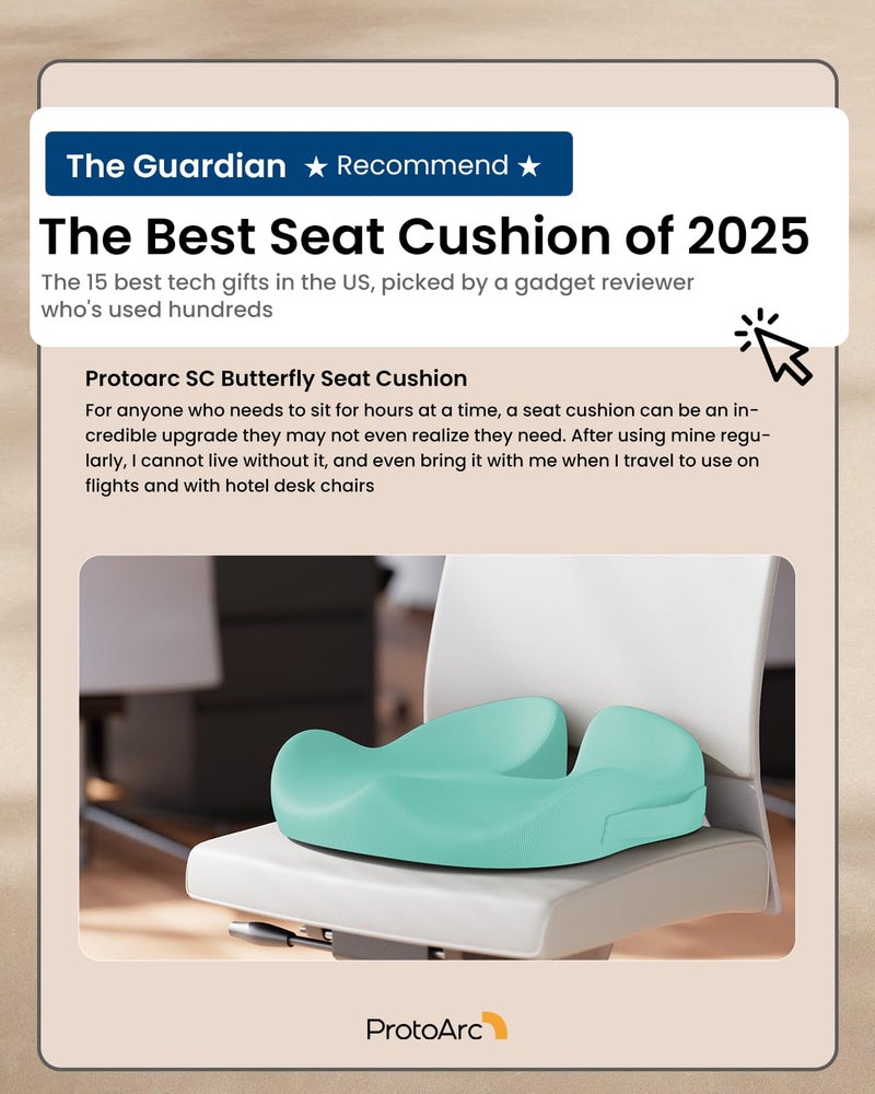ProtoArc Seat Cushion, Office Chair Cushion for Sciatica, Coccyx Cushion, Ergonomic Memory Foam Seat Cushion for Car, Home, Pressure Relief Pad for Hip, Tailbone, All Day Comfort - Mint Green - Image 2