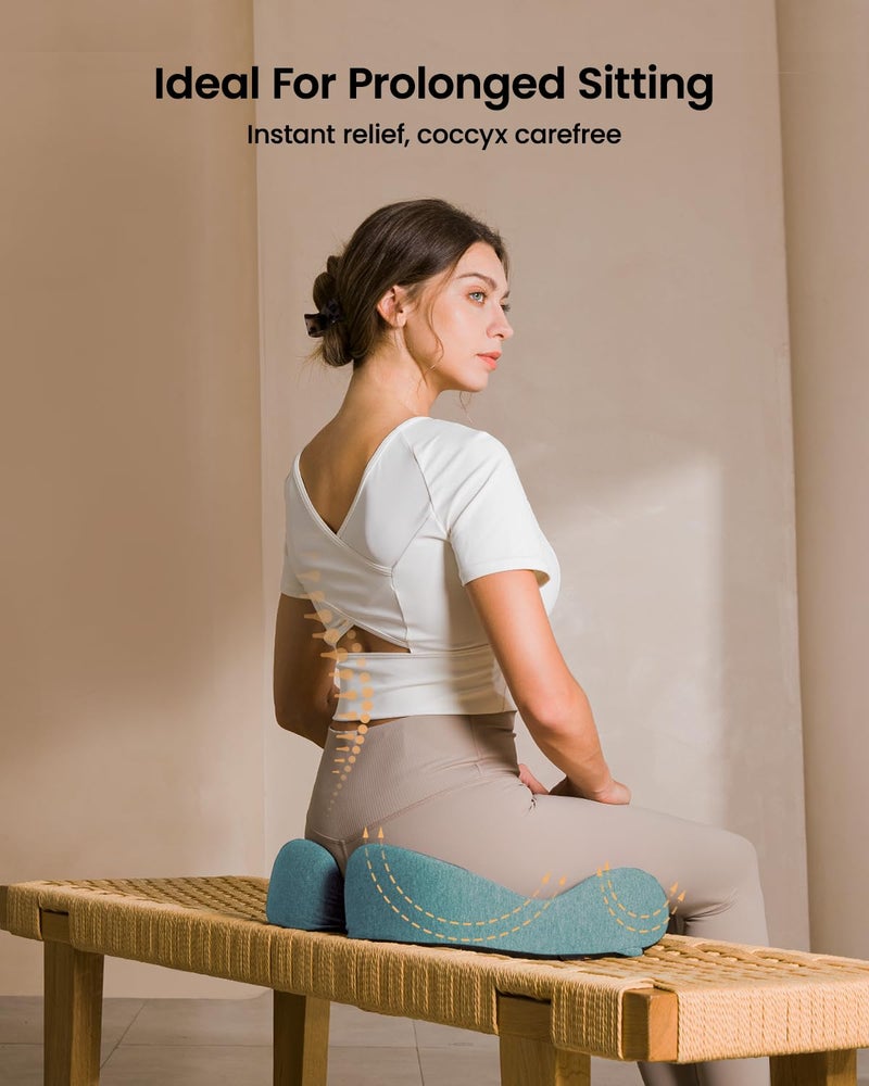 ProtoArc Seat Cushion, Office Chair Cushion for Sciatica, Coccyx Cushion, Ergonomic Memory Foam Seat Cushion for Car, Home, Pressure Relief Pad for Hip, Tailbone, All Day Comfort - Mint Green - Image 3