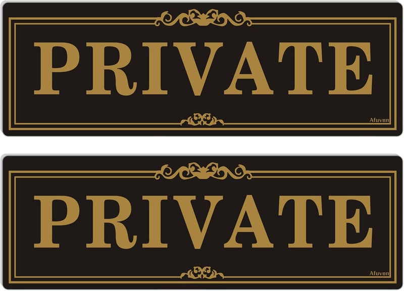 Afuven Private Signs 9 x 3 Inch Private Door Signs with 3M Self Adhesive for Office Business Restaurant Hotel Commercial Privacy Signs Easy Installation Without Any Tools, 2 Pack - Image 1