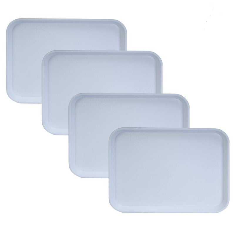 Urmila Plastic® Serving Tray Platter Rectangular Shape Plastic Trays for Drink Breakfast Tea Dinner Coffee Salad Food for Dinning Table Home Kitchen 11x14 Inches White Set of 4 - Image 4
