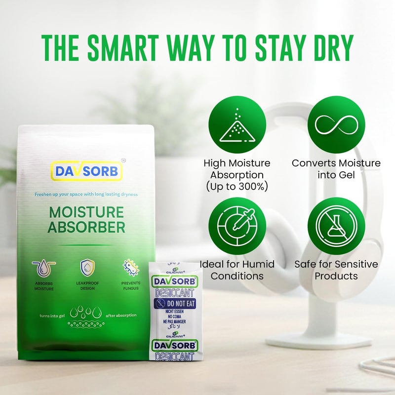 CILICAnT DAVSORB Moisture Absorber Packet - Prevent Fungus, Dampness & Musty Odour - (Approx 50 gm x 5 Packets), White Color - Image 5