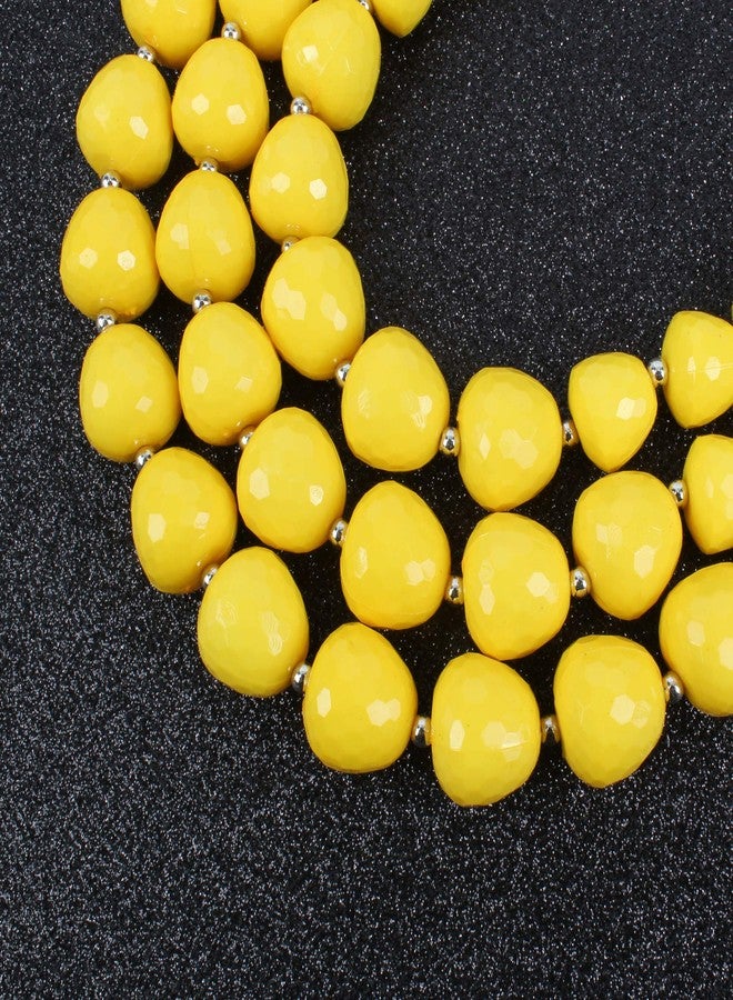 KOSMOS-LI Large and Big 3 Layer Acrylic Yellow Bead Statement Multi Strand Big Necklace - Image 5