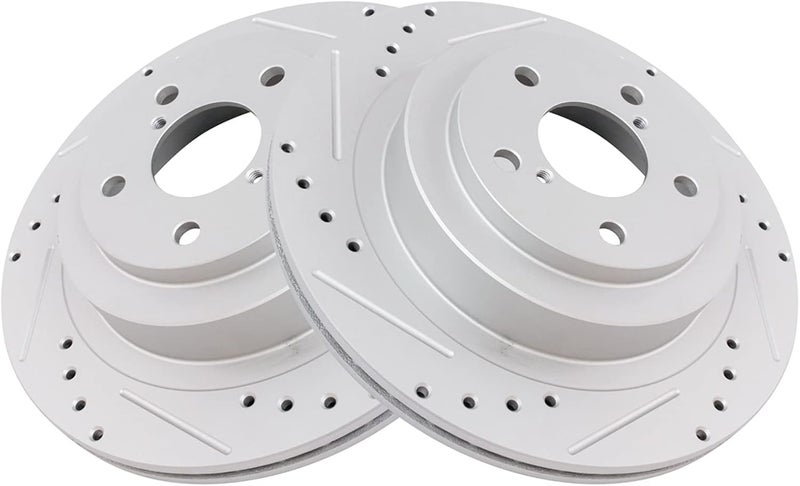 TRQ Rear Brake Rotor Set G Coated Vented Drilled and Slotted Compatible with 2006-2007 Subaru Impreza 2005-2009 Subaru Legacy - Image 2