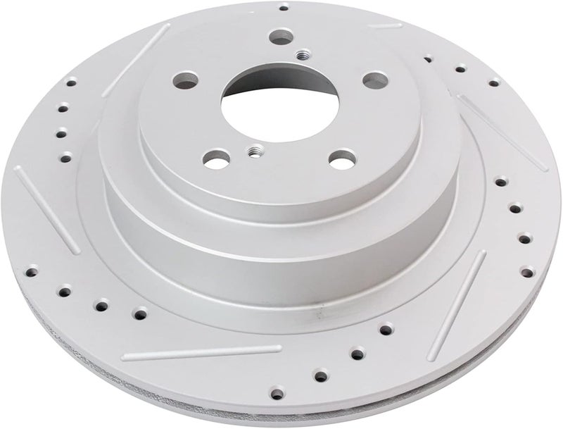 TRQ Rear Brake Rotor Set G Coated Vented Drilled and Slotted Compatible with 2006-2007 Subaru Impreza 2005-2009 Subaru Legacy - Image 4