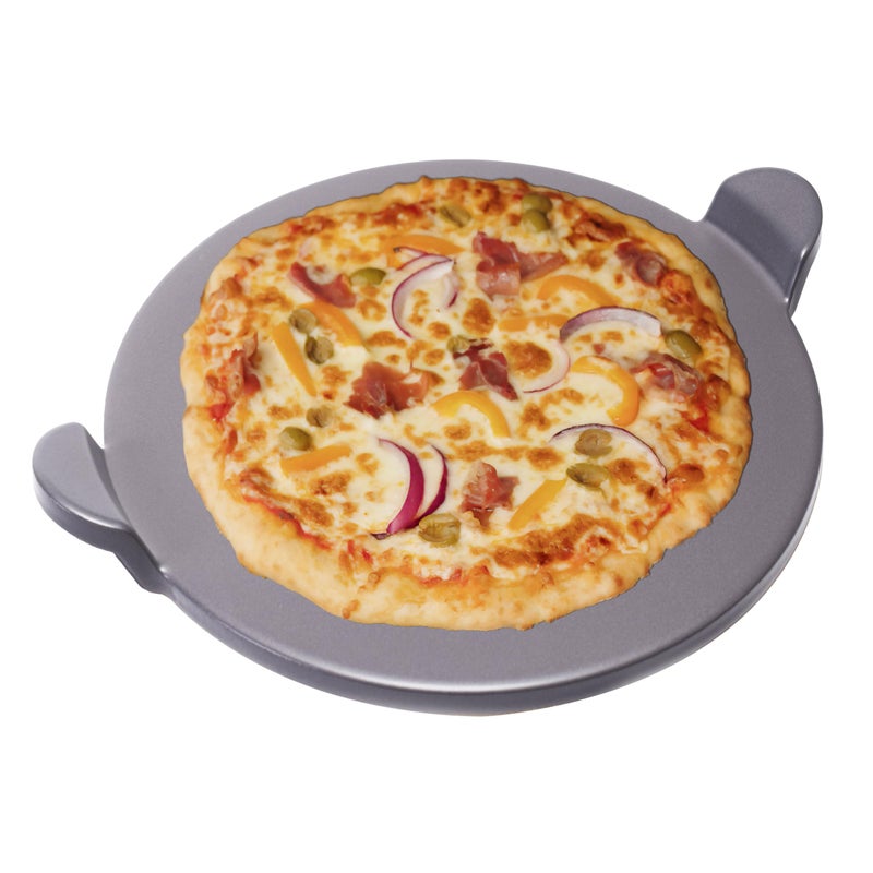 Old Stone Pizza Kitchen Glazed Round Pizza Stone with Handles for Oven and Grill 15 inch