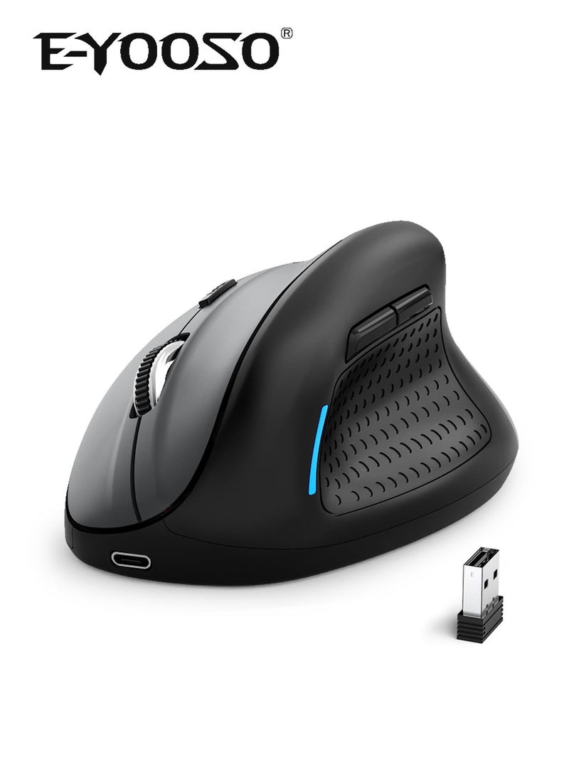 X-45 Ergonomic Wireless Vertical Mouse, 5 Adjustable DPI Levels (Up to 4800 DPI), Silent 6-Button 2.4GHz Optical Mouse for Carpal Tunnel Relief, Compatible with Laptop, PC, MacBook, Windows