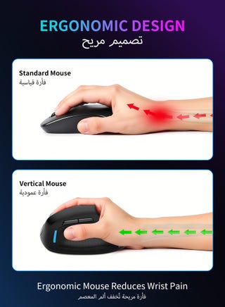 X-45 Ergonomic Wireless Vertical Mouse, 5 Adjustable DPI Levels (Up to 4800 DPI), Silent 6-Button 2.4GHz Optical Mouse for Carpal Tunnel Relief, Compatible with Laptop, PC, MacBook, Windows - view 3