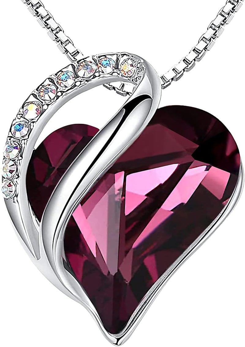 Leafael Valentine's Day Gift Necklaces for Women, Infinity Love Birthstone Heart Crystal Pendant, Birthday Anniversary Jewelry for Wife, Mom, and Her, Silver Plated, 18" + 2" Adjustable Chain - Image 1