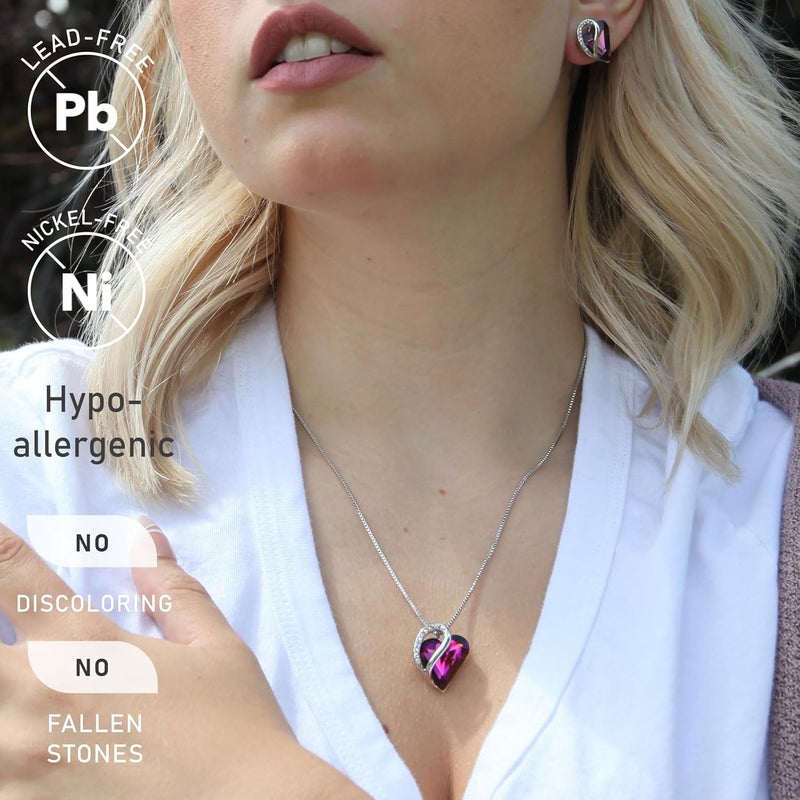 Leafael Valentine's Day Gift Necklaces for Women, Infinity Love Birthstone Heart Crystal Pendant, Birthday Anniversary Jewelry for Wife, Mom, and Her, Silver Plated, 18" + 2" Adjustable Chain - Image 2