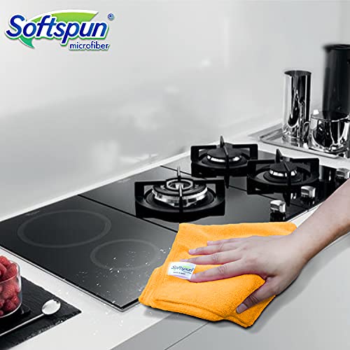 SOFTSPUN Microfiber Cloth, 30x30 Cms, 1 Piece Towel Set, 340 GSM (Orange) Multi-Purpose Super Soft Absorbent Cleaning Towels for Home, Kitchen, Car, Cleans & Polishes Everything in Your Home. - Image 5