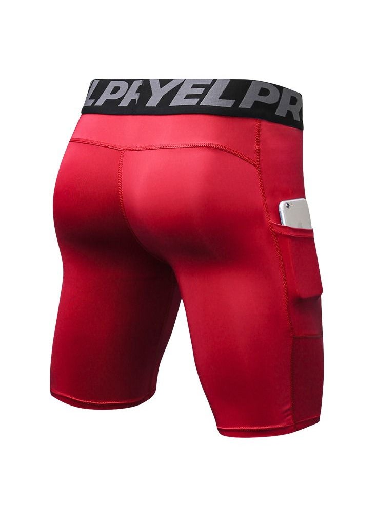 Loquat Men Quick Dry Breathable Elastic Shorts Red  - Image 2