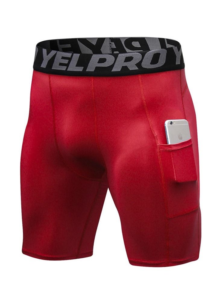 Loquat Men Quick Dry Breathable Elastic Shorts Red  - Image 1