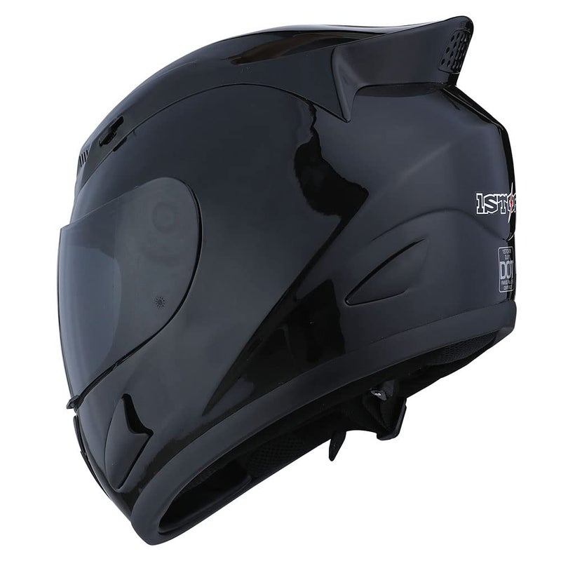 1Storm Motorcycle Bike Full Face Helmet Mechanic Glossy Black Smoked Shield - Image 5