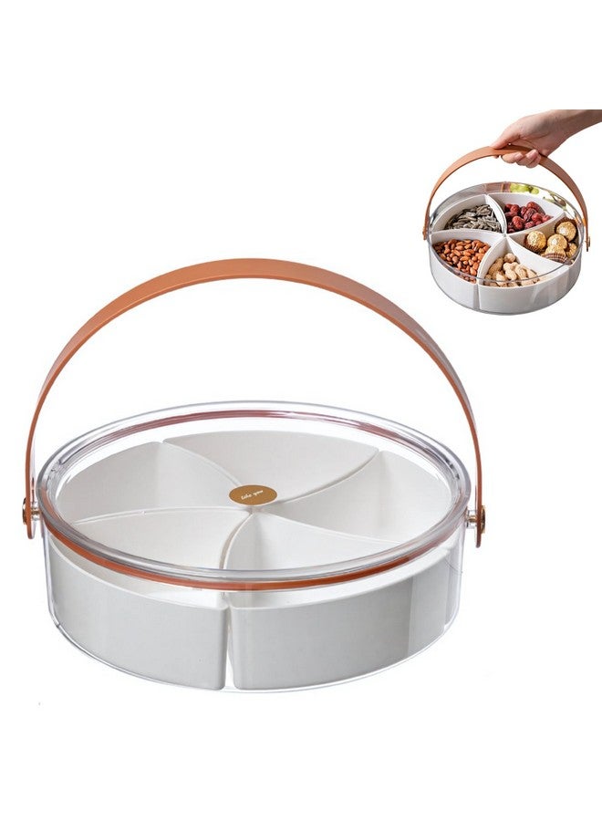 KREPS Divided Serving Tray with Lid and Handle Snackle Box Container Portable Snack Platters for Candy, Fruits, Nuts, Snacks, for Parties, Picnic (BROWN) - Image 1