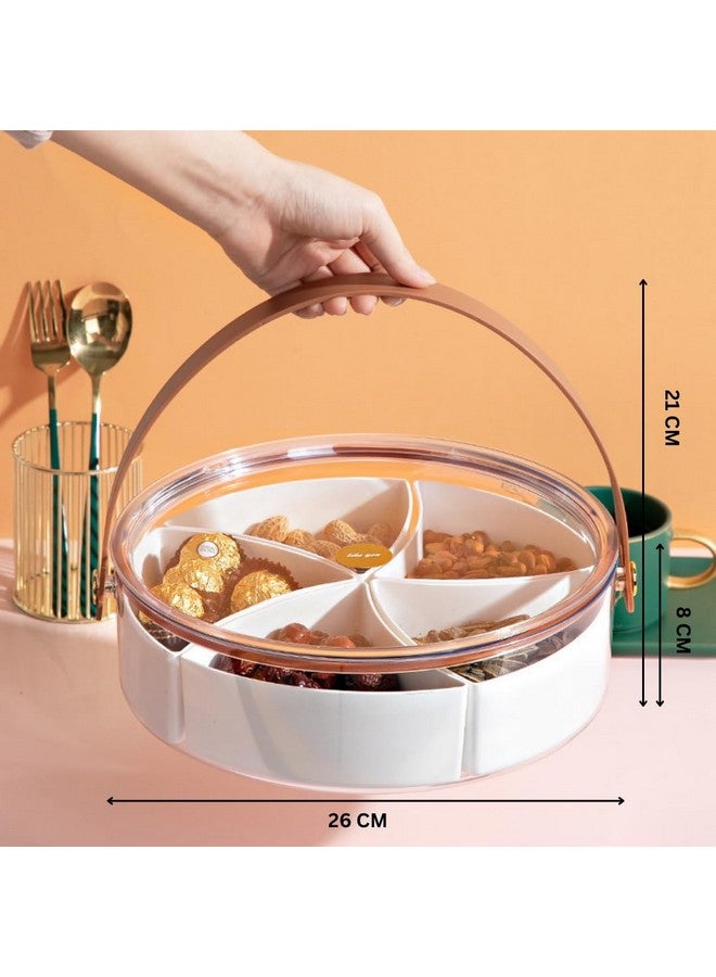 KREPS Divided Serving Tray with Lid and Handle Snackle Box Container Portable Snack Platters for Candy, Fruits, Nuts, Snacks, for Parties, Picnic (BROWN) - Image 2