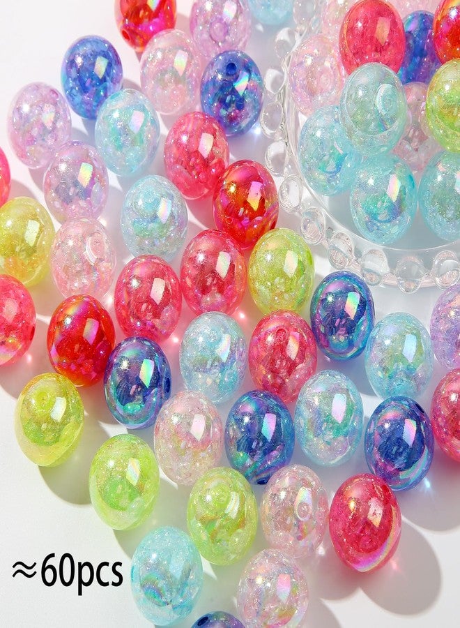 ANCADN 20mm Acrylic Beads Transparent Crackle Round Beads Chunky Bubblegum Beads for DIY Jewelry Making (60pcs Crackle) - Image 2