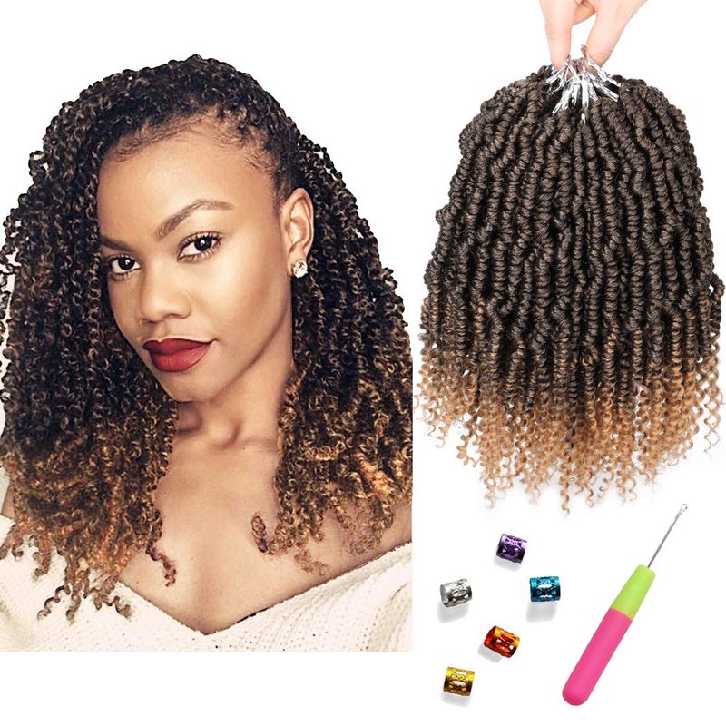 Dorsanee Bomb Twist Crochet Hair 10 Inch 6 Packs Mini Passion Twist Crochet Hair for Black Women Prelooped Spring Twist Crochet Braids Nubian Twist Synthetic Hair Extension T27