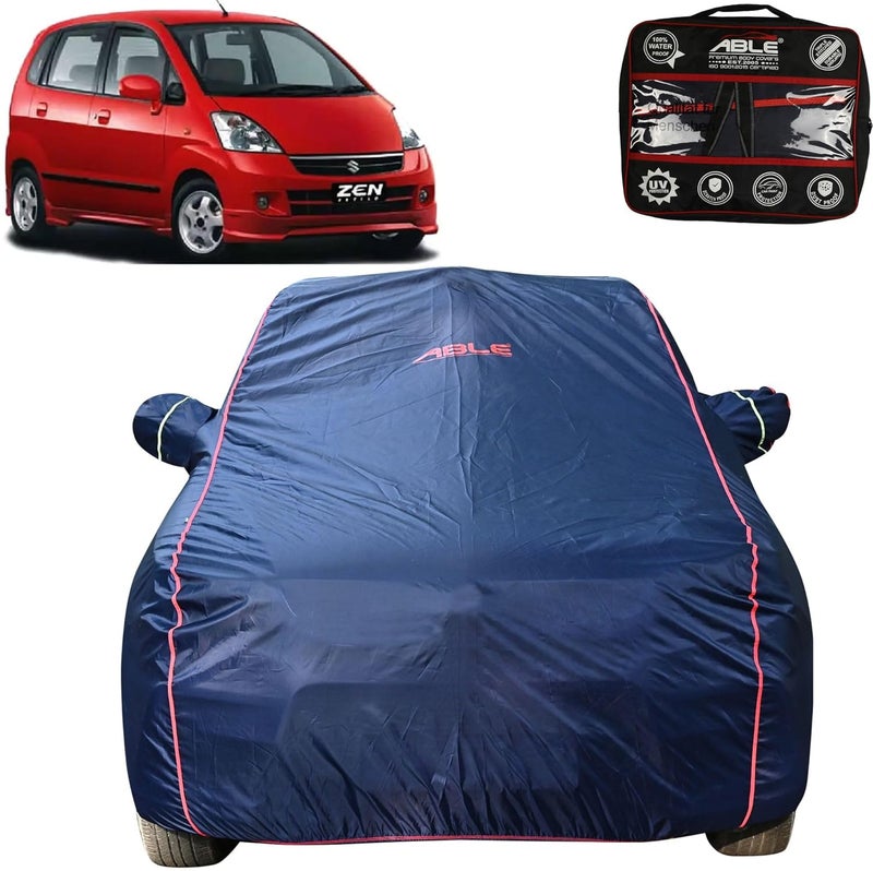 Able Parashuit Blue WR Series Car Body Cover with Mirror Pockets and Driver Door Zipper Compatible for Maruti Zen Estilo (2006 Model) - Image 1
