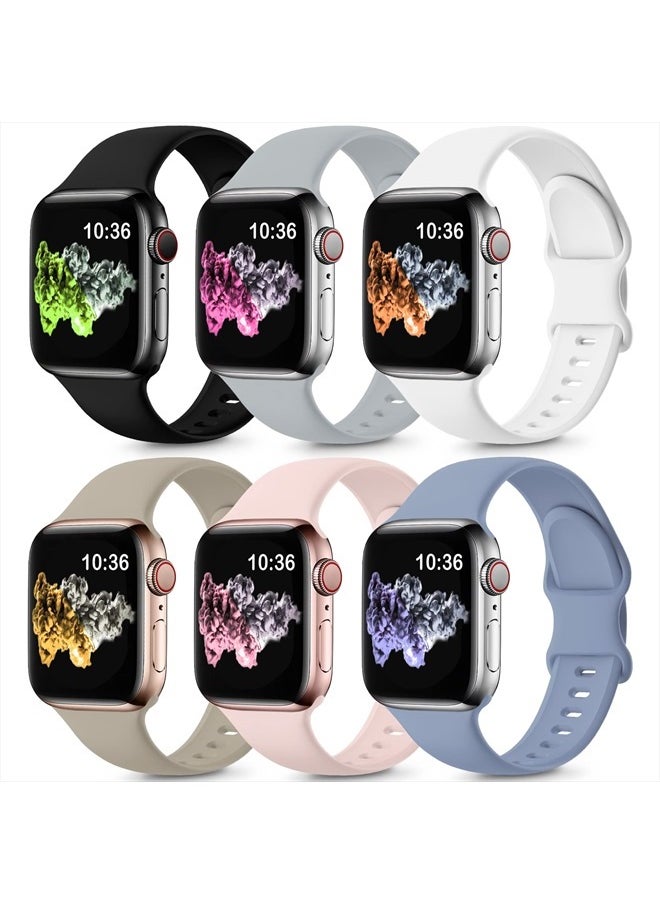 ZALAVER - 6 Pack Bands Compatible with Apple Watch Band 38mm 40mm 41mm 42mm 44mm 45mm 49mm Men Women, Soft Silicone Sport Strap for iWatch Ultra Series 8 7 6 5 4 3 2 1 SE - Image 1