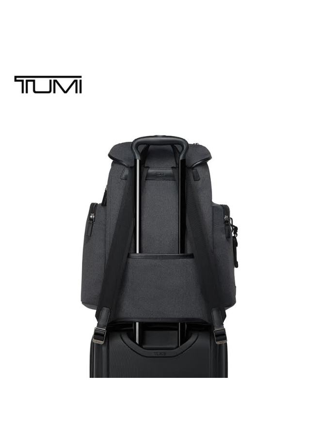 Tumi Harrison Men's Fashion Flip Drawstring Design Backpack Carbon Black - Image 4