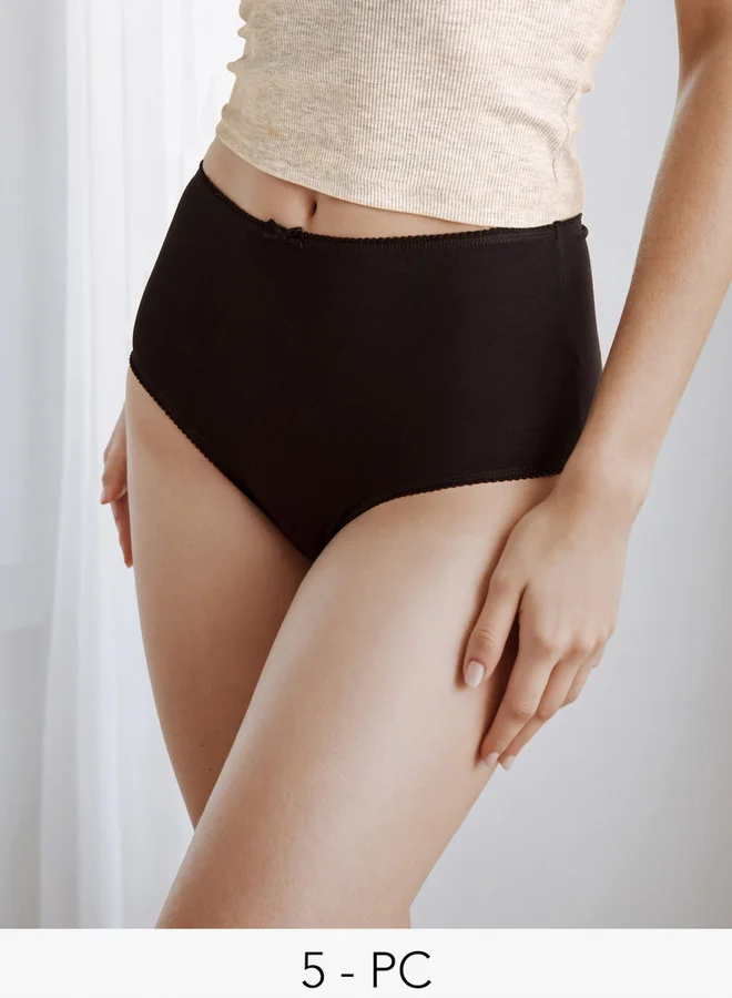 سبلاش فيڤ سروال داخلي نسائي قصير بخصر عالٍ مزين بالدانتيل قطن - عبوة من  قطع