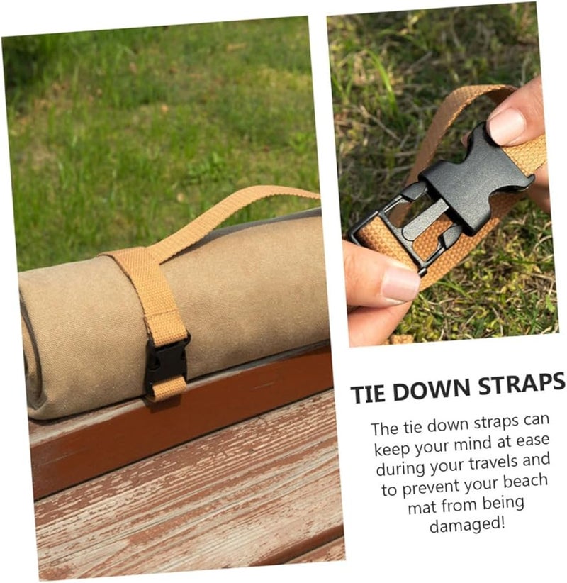 Heavy Duty Adjustable Tie Down Strap for Beach Mat Outdoor Travel Black - Image 5