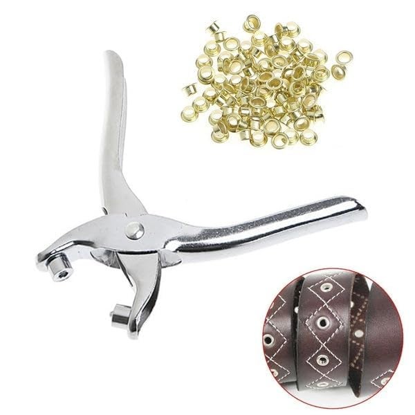 BIRZAR BIRZAR Grommet Eyelet Plier Set Eyelet Hole Punch Pliers Kit with100 Metal Eyelets Grommet Tool Kit for Leather Clothes Belt  - Image 3