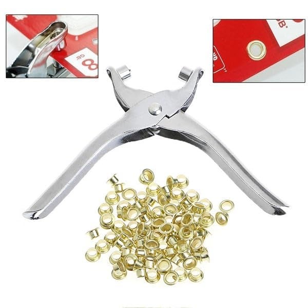BIRZAR BIRZAR Grommet Eyelet Plier Set Eyelet Hole Punch Pliers Kit with100 Metal Eyelets Grommet Tool Kit for Leather Clothes Belt  - Image 4